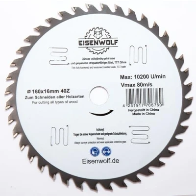 Imagen de Hoja de sierra circular 160 x 16 mm para madera con 40 dientes TCT inclinados y cortes láser reducción ruido