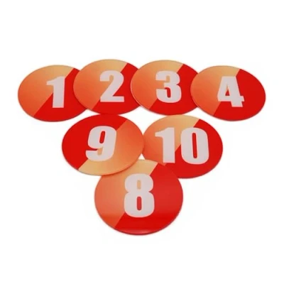 Imagen de NanTun Números circulares de acrílico 60 mm para mesas, armarios almacenamiento, número armario (1 10), pubs, restaurantes, clubes, color rojo del 1 al 10