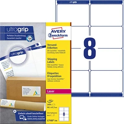 Imagen de Avery Dennison L7165 250 Etiquetas de dirección (250 unidades, 99,1 x 67,7 mm)