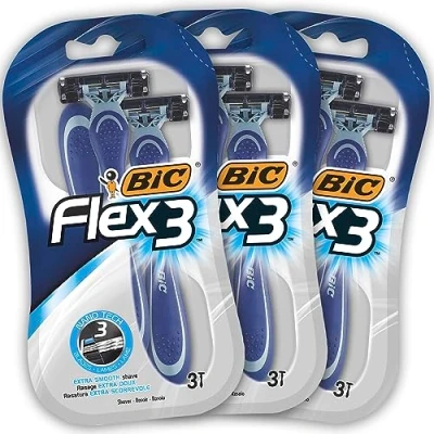 Imagen de BIC RAZORS Flex3 Maquinillas Desechables Para Hombre Paquete De 3 Packs 3, 9 Unidad