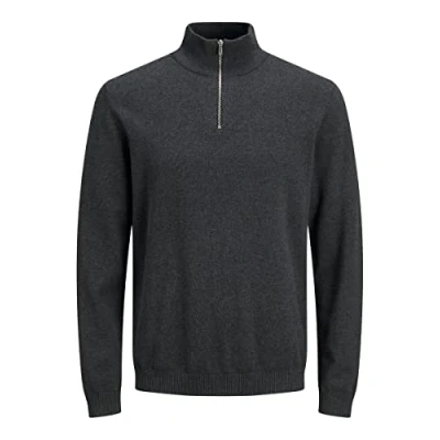 Imagen de JACK &amp; JONES Jjebasic Knit Media Zip Noos Suéter, Gris (Dark Grey Melange), S para Hombre