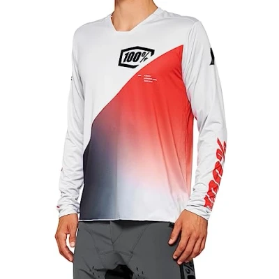 Imagen de 100% MTB WEAR R Core x Long Sleeve Jersey S Camiseta, Adultos Unisex, Grey/Racer Red (Multicolor)