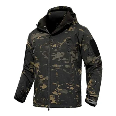 Imagen de Bebling Chaqueta táctica Militar Softshell para Hombre con Capucha, Forro Polar AYMC, 3X Grande