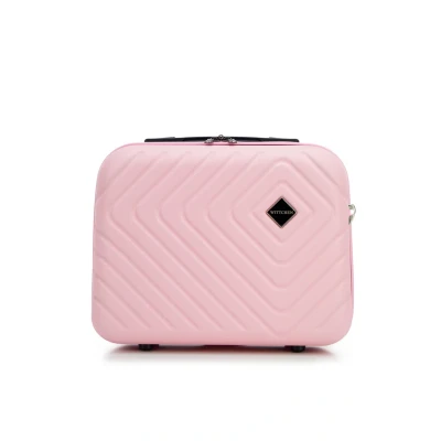 Imagen de WITTCHEN Cube colección Maleta cosmética Bolso de cosméticos ABS con Relieve geométrico Correa Desmontable y Ajustable Talla XS Rosa Claro