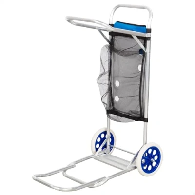 Imagen de Aktive 62683 Carro Mesa Playa, 42x100x50 cm, 2 en 1, Carrito Transporte Plegable, Incluye Bolsillo y Rejilla Auxiliar, Ruedas 21 Estructura Tablero Aluminio, Peso máximo soportado 20 kg