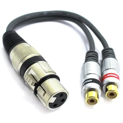 Imagen de VITALCO Adaptador XLR hembra a 2 conectores RCA hembra, micrófono de 3 pines cable enchufe doble