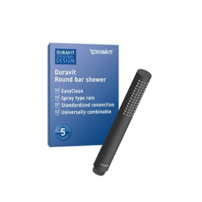 Imagen de Duravit Universal ducha de mano, cabezal con chorro tipo Rain, manual redondo, alcachofa la toberas silicona fáciles limpiar, rociador, negro mate