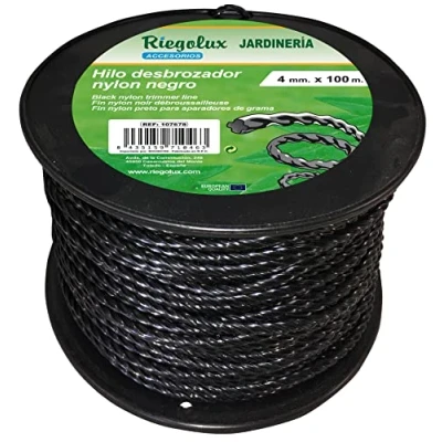 Imagen de RIEGOLUX Hilo Desbrozadora Nylon Helicoidal, Negro, 4 mm x 100 m, para Disco Desbrozadora, de Cortacespede, Jardín y Exteriores