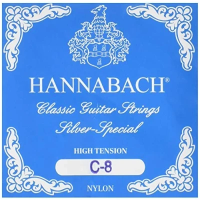 Imagen de Hannabach Cuerdas Para guitarra clásica, Serie 815 guitarras de 8/10 cuerdas, Tensión Alta, Plateado especial cuerda suelta E1/Mi1