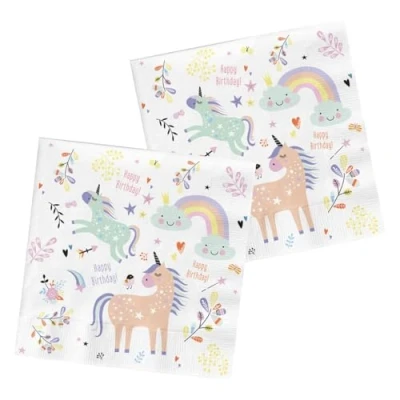Imagen de Folat Servilletas Unicorns &amp; Rainbows 33x33cm 20 piezas, multicolor, Mittel (68349)