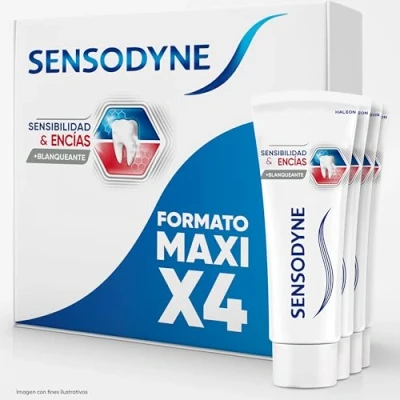 Imagen de Sensodyne Sensibilidad y Encías Pasta de Dientes Blanqueante, Alivio Para Sensibles Mejora la Salud las Encías, Pack 4x75 ml
