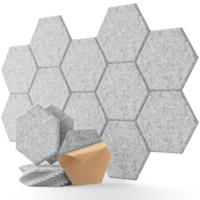 Imagen de Insonorizacion Acustica Pared 12 Piezas Paneles Acusticos Hexagonales Autoadhesivo Alta Densidad para Decoración de Paredes y Tratamiento Acústico 30x25x1cm