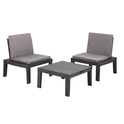 Imagen de KG KITGARDEN, Conjunto de Jardín Exterior Modular con Cojines, 2 sillones + 1 Mesa ó Tumbona Posiciones, Antracita, Set Duetto