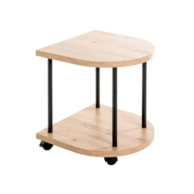 Imagen de HAKU Möbel Mesa auxiliar con ruedas roble, negro, MDF, metal Dim.: AN 40 cm x AL 45 P cm, Estilo: Moderno