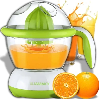 Imagen de Retoo Exprimidor Eléctrico, Capacidad de 0,7 L, 2 Conos Desmontables, Doble Sentido Giro, para Limones, Naranjas, Limas, 220 V, 40 W, Cubierta Antipolvo, Blanco Verde