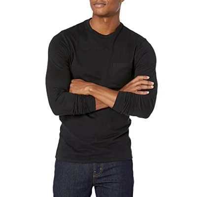 Imagen de Amazon Essentials Camiseta de Manga Larga y Ajuste Entallado Hombre, Negro, M