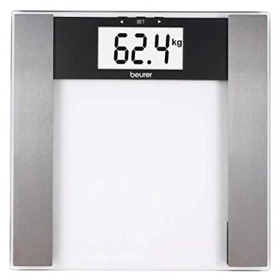 Imagen de Beurer BG17 Báscula de baño digital diagnóstica cristal, pantalla LCD extragrande (40 mm), indicador gra sa y agua corporal, masa osea muscular, vidrio seguridad, 10 memorías, max 150 kg
