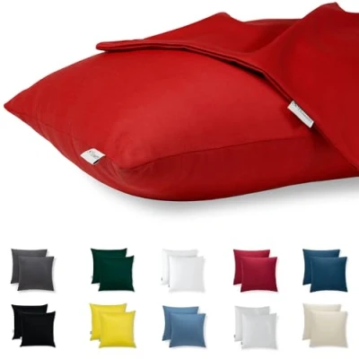 Imagen de Flowen Fundas de Cojin 45x45 100% Algodón Juego 2 Funda Almohada Sofá Decorativas con Cremallera Invisible Tejido Suave y Lavable Antiácaros Transpirable Hipoalergénico para Cama Silla