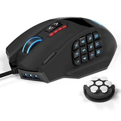 Imagen de UtechSmart Ratón láser para Juegos MMO, Venus RGB LED MMO Mouse, de Alta precisión (18 Botones programables, 16400 dpi)