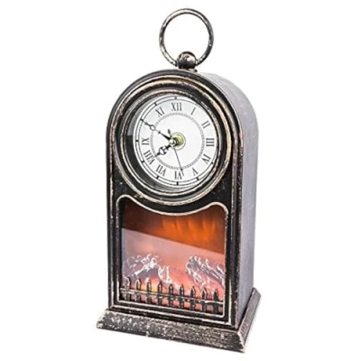 Imagen de Fuego LED con efecto llama, linterna LED, diseño de reloj, mecanismo funcional, 27,5 cm alto, luz llama temporizador (6 horas encendidas y 18 apagadas)