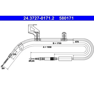 Imagen de ATE 24.3727 0171.2 Cable de Freno Mano 1958 AUDI: A6 C5 Berlina