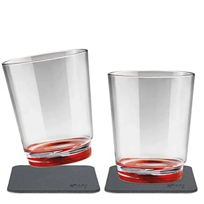 Imagen de silwy Magnetic drinkware Vasos de plástico irrompibles y Antideslizantes con imán Integrado Posavasos metálicos Camping, Barco, niños Ready Red