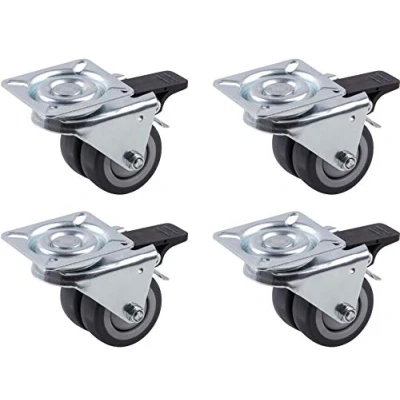 Imagen de Meister Metafranc 804660 Ruedas Dobles (Diámetro De 50 Mm, 4 Unidades, 60 X Placa Tpr Rodamiento Bolas 70 Kg, Carga Pesada, Para Muebles, Color Gris)