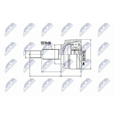 Imagen de NTY NPZ RE 002 Junta Homocinética Eje delantero, derecha, izquierda con circlip en el interior RENAULT: MEGANE 3, SCENIC 3 norauto,