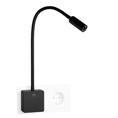 Imagen de ENUOTEK Lampara de Lectura Pared Foco LED Flexible, Noche Aplique Negro Regulable para en Dormitorio Interiore con Enchufe y Interruptor Tactil, 3W 280Lm Iluminacion Luz Neutra 4000K
