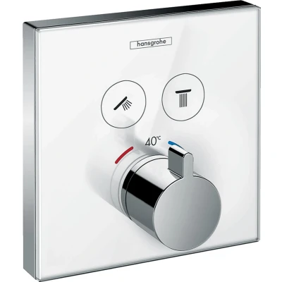 Imagen de Hansgrohe 15738400 ShowerSelect Glass, termostato empotrado, blanco/cromo, 2 salidas
