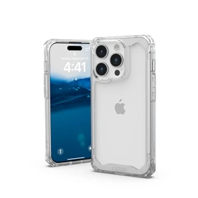 Imagen de Urban Armor Gear Plyo Funda Compatible con Apple iPhone 15 Pro [Cubierta Carga inalámbrica, Air Soft Esquinas, Borde levantado] Ice (Transparente)