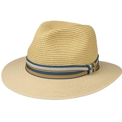 Imagen de Stetson Romaro Toyo Traveller Sombrero de Paja Hombre Verano Viscosa Protección UV 40+ ala Ancha con Cinta groguén a Rayas Primavera/Verano marrón S (54 55 cm)
