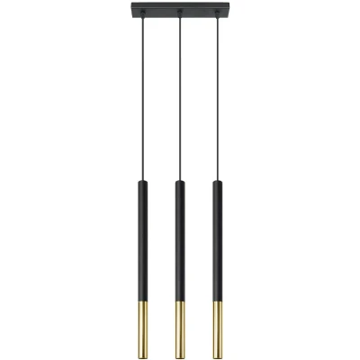 Imagen de SOLLUX lighting Mozaica 3L Foco Lámpara Colgante De Techo Pantalla Cilíndrica + Combinación 2 Metales Bombilla G9 Reemplazable, 3 x 40 W Acer