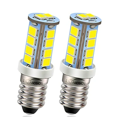 Imagen de Ruiandsion 2 bombillas LED de 6 V E10 6000 K, color blanco 2835 18 SMD chipset para linterna, luz antorcha, tierra negativa