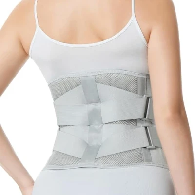 Imagen de NEOtech Care Faja de espalda ULTRA LIGERA Apoyo lumbar/para la postura Tejido transpirable para el ejercicio Compresión adaptable Marca (Gris M)
