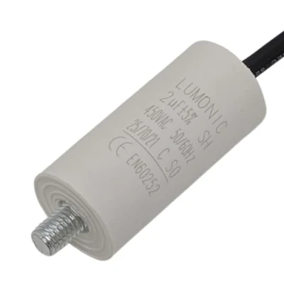 Imagen de Lumonic Condensador de arranque con Cable 25cm I 2µF 450V 26x55mm 2uF motor carcasa plástico funcionamien
