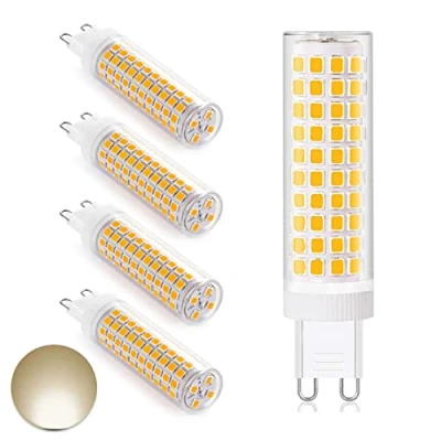Imagen de HHZY Bombillas LED G9, Lámparas 12W Reemplazo de Halógenas 120W, 1200 Lúmenes, Bombilla Sin Parpadeo, No Regulable, G9 Enchufe, Pack 5,Warm White 3000k