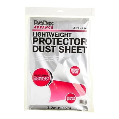 Imagen de ProDec Advance Hoja ligera de 3,2 m x m, resistente al polvo e impermeable, ideal para cubrir y proteger suelos muebles derrames salpicaduras pintar decorar