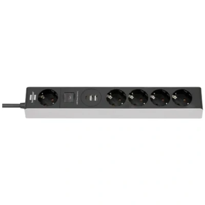 Imagen de Brennenstuhl regleta enchufes de 5 Tomas Corriente y 2 USB 2,4 A con Cargador C (regleta Carga rápida, 1x Power Delivery, 2X A, 1,5m Cable, Interruptor)