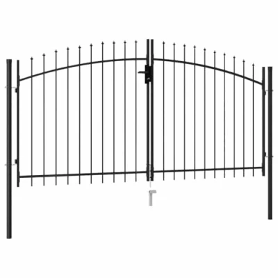 Imagen de vidaXL Cancela de Valla Doble Puerta Jardín Entada Vallado Exterior con Puntas Acero Negro 3x1,5 m