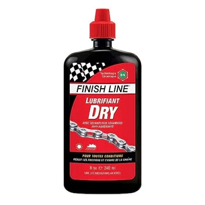 Imagen de Finish Line Dry Lube Lubricante para cadena de bicicleta con tecnología cerámica, 240 ml, botella exprimible, color negro