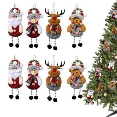 Imagen de 8 Piezas Adornos Navidad Arbol,Divertidas Navideños Arbol,Lindo Decoracion Arbol,Papá Noel,Muñeco De Nieve,Venado,Oso Decoración Navidad,4 Estilos Adorno Arbol