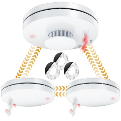 Imagen de Alarma de Humo y Calor Escocia con batería 10 años Certificación EN14604 CE、AS3786 Sensor fotoeléctrico interconectados inalámbricos 3 Piezas