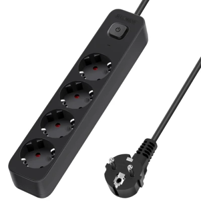 Imagen de Aigostar Regleta Enchufes de 4 Enchufes, Alargador Enchufe 5 metros con Interruptor, Negro