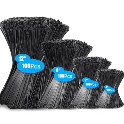 Imagen de Hosuni 400 Piezas Bridas Plastico, para Cables Profesionales 100/150/200/300mm, Negras, 18kg de Resistencia a la tracción, Resistentes los Rayos UV Interiores y Exteriores