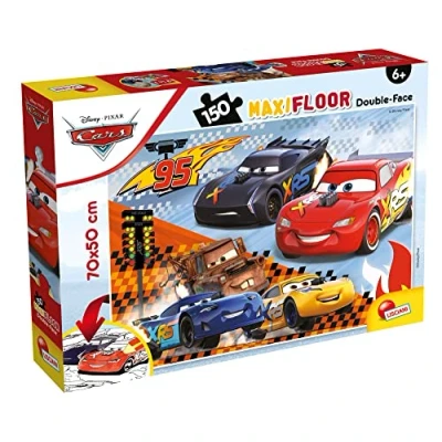 Imagen de Liscianigiochi , Puzzle Maxi Floor para niños de 150 piezas, 2 en 1 Doble Cara con reverso colorear Disney Cars 91805