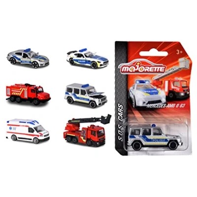 Imagen de Majorette Vehículo de Emergencia SOS: 1 6 Coches Juguete aleatorios S.O.S. Cars Edition para niños a Partir 3 años, vehículos Rescate, 7,5 cm