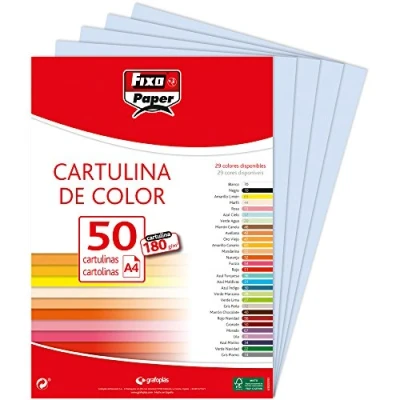 Imagen de Fixo Paper 11110337 Paquete de 50 cartulinas A4, cartulina azul cielo, 180g