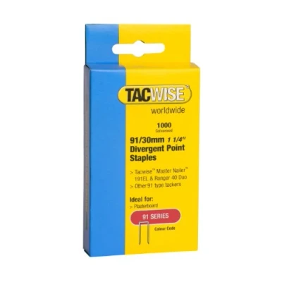 Imagen de Tacwise 0289 Grapas de Corona Estrecha y Puntas Divergentes tipo 91/30mm, Caja 1,000 91/30mm