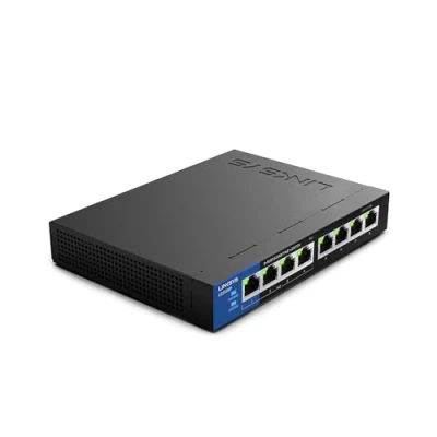 Imagen de Linksys LGS108P EU switch de red Gigabit no administrado 8 puertos con 4 PoE+, hasta 1000 Mbps para empresas y particulares, vigilancia IP, conmutador Ethernet sobremesa